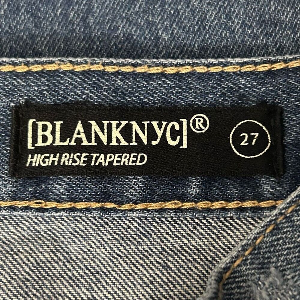 BLANKNYC Miss Molly Jeans Women's Size 27 Blue High Rise Tapered Raw Frayed Hem - Picture 11 of 12